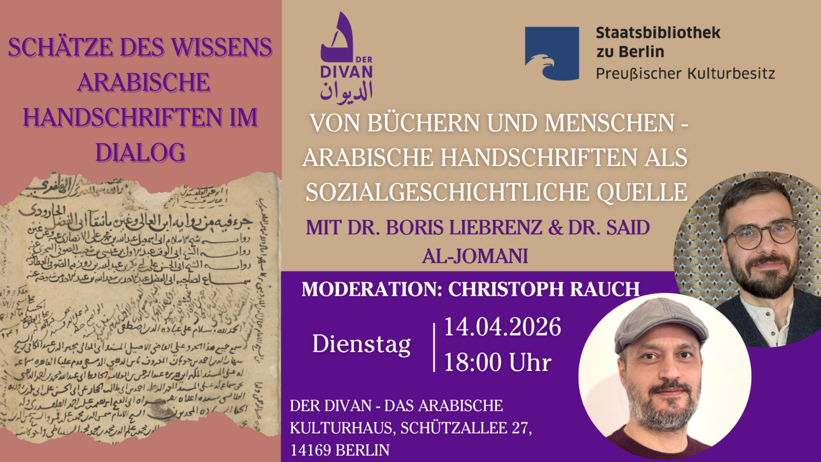 DIVAN & STABI: „Von Büchern und Menschen – arabische Handschriften als sozialgeschichtliche Quelle“